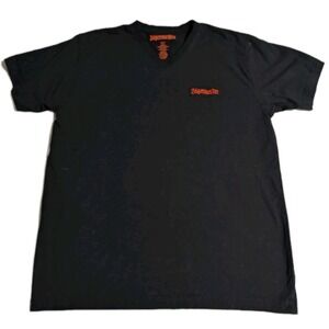 Jägermeister Black V-Neck T-Shirt XL Orange Logo Stag‎ Back Graphic